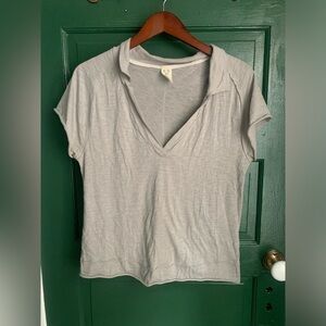 Free people gray, mock collar shirt